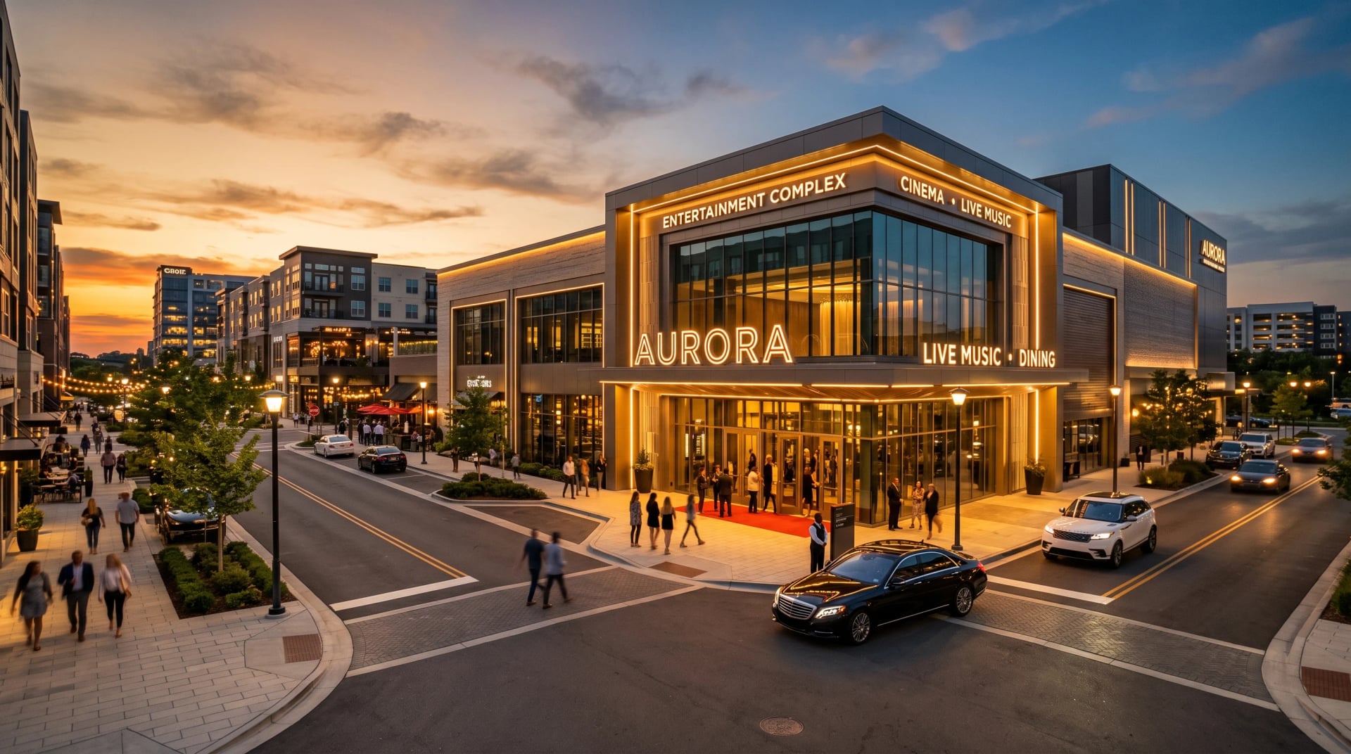 A modern entertainment venue in an accessible urban location